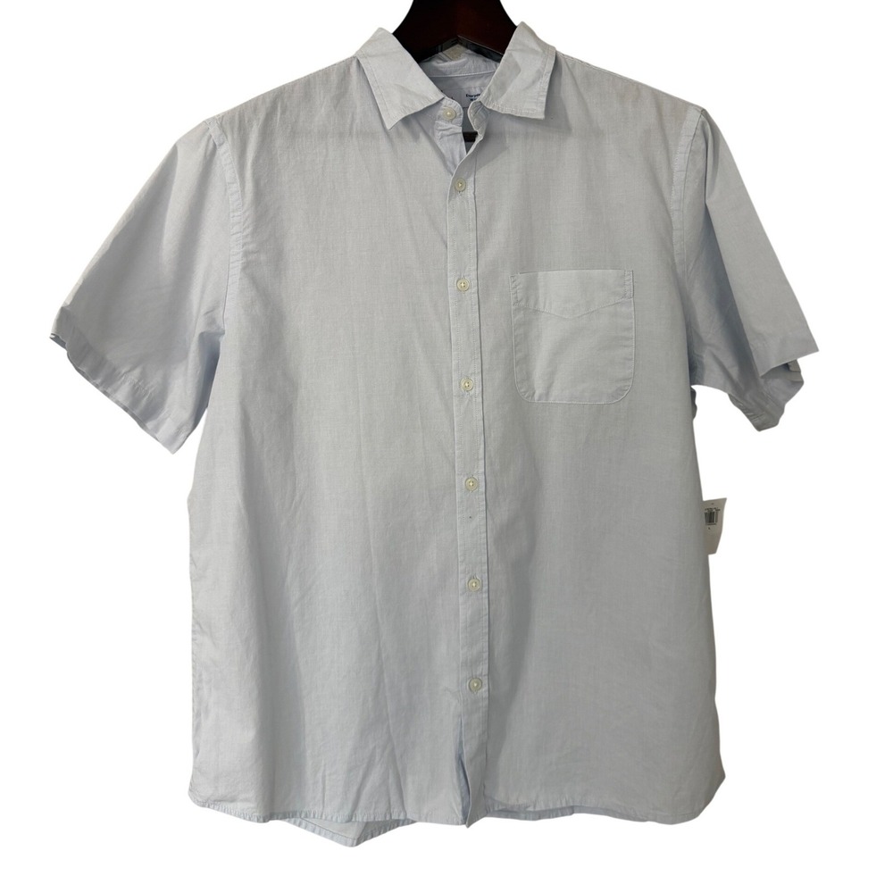 Old Navy Everyday Shirt Regular Fit Short Sleeve Light Blue Large 579754-00-1